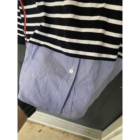 Elliott Lauren NWT Navy Blue Red Side Zipper Blouse, Size Small, MSRP $160 - Picture 6 of 12